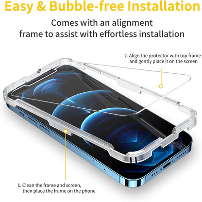 UNBREAKcable 3-Pack Screen Protector for iPhone 12 Pro Max, Double Shatterproof Tempered Glass [Easy Installation] [9H Hardness] [99.99% HD Clear] [Case Friendly] for iPhone 6.7 inch