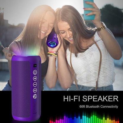 Ortizan Portable Bluetooth Speaker: IPX7 Waterproof, 24W Loud Sound, Deep Bass, Bluetooth 5.3, LED Lights, Wireless Stereo Pairing, 30H Playtime, for Home/Outdoor/Party/Beach, Birthday Gift (Purple)