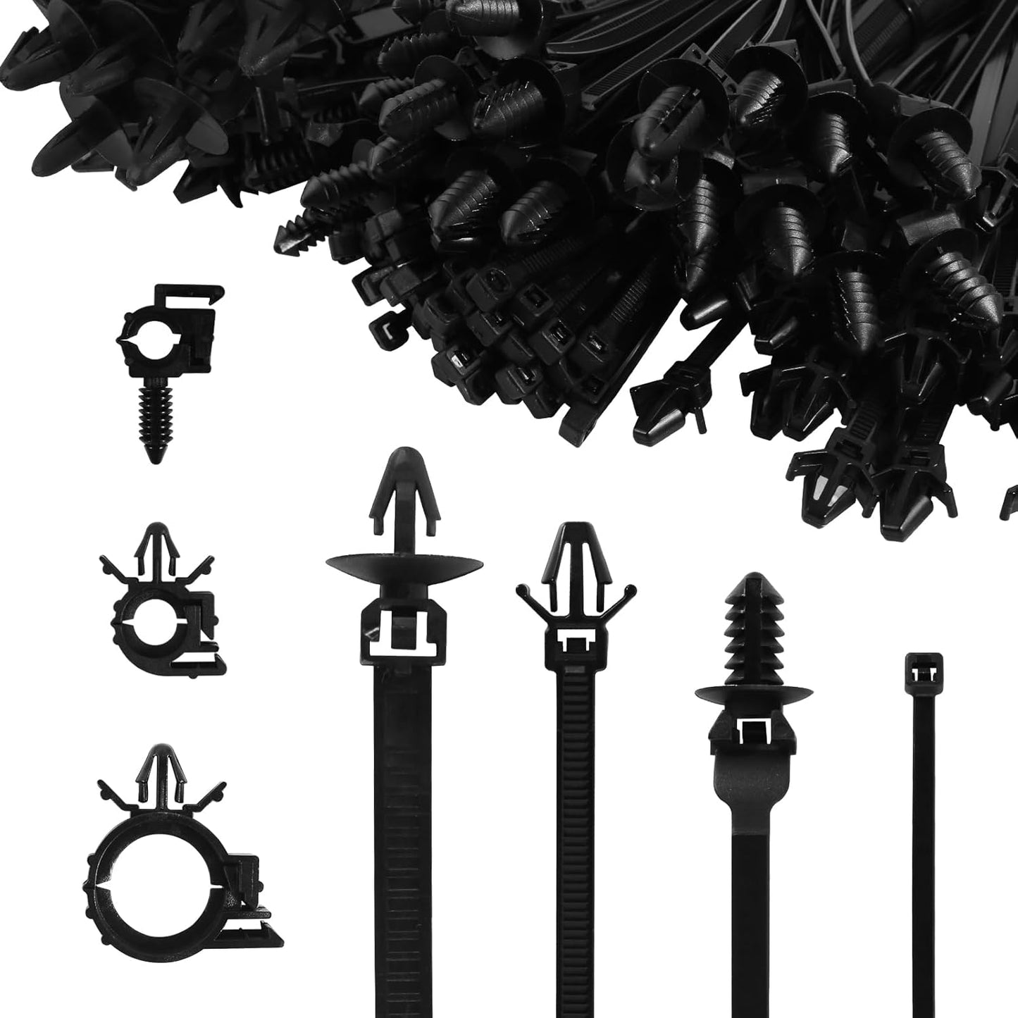 160 Pcs Push Mount Cable Zip Tie, Car Wire Loom Routing Clips 7 Different Sizes Quickly Mount Cable Ties Fixed Wire Harness for Jeep Wrangler Trucks Universal Automotive Clips