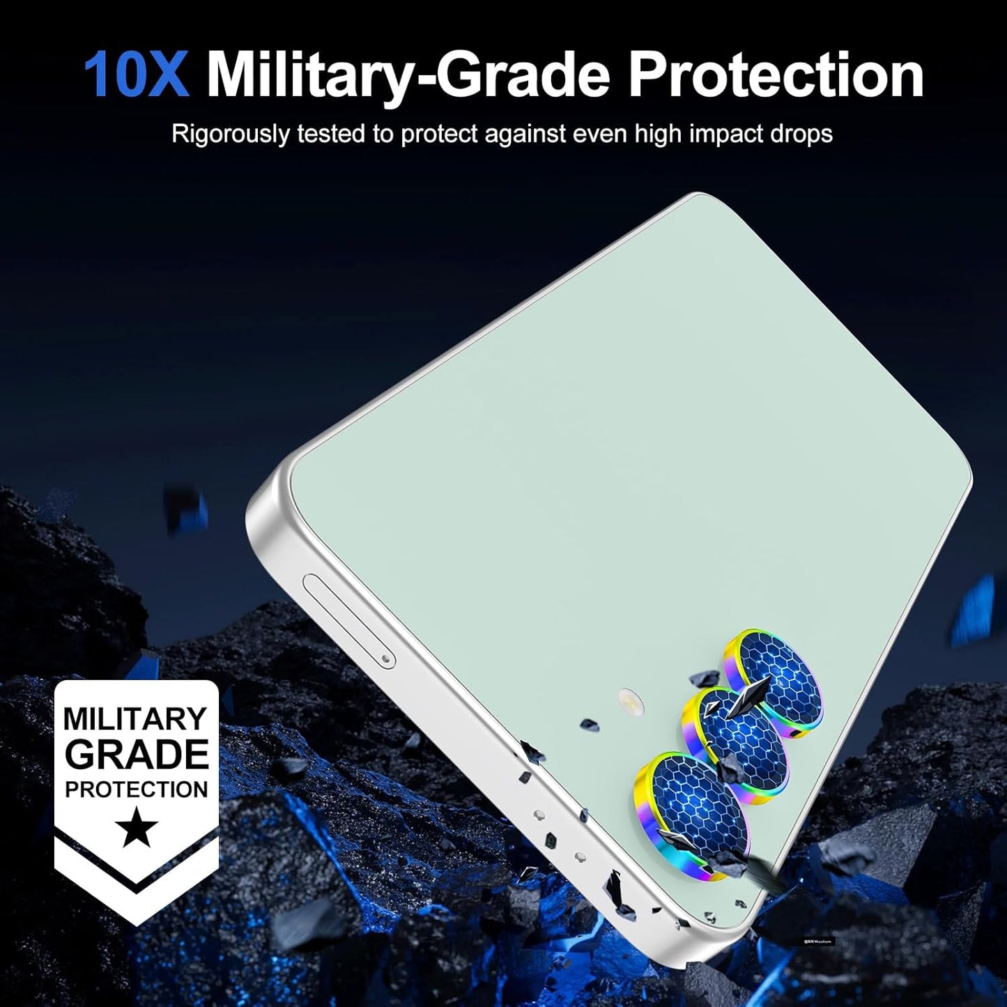 for Samsung Galaxy S24 FE Camera Lens Protector, Individual Metal Ring Tempered Glass Lens Cover, [Strong Adsorption] Scratch Resistant Ultra-Thin HD Clear Lens Cover, 1 Set-Colorful Ring