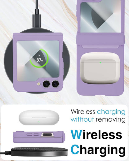 STORMTAL for Samsung Galaxy Z Flip 6 Case/Z Flip 7 FE Case, Hinge Protection, Built-in Screen Protector, Wireless Charging, Slim Rugged Phone Protective Case for Galaxy Z Flip 6 Purple