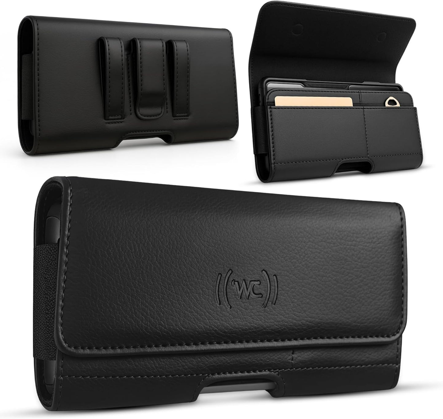 Leather Phone Holster for iPhone 17 Pro, 17, 16 Pro, 16e, 15, 15 Pro, 14, 13, 12, 11, X, XR, XS – Belt Clip Case Pouch for Men & Women | Magnetic Closure | Fits with Protective Cover