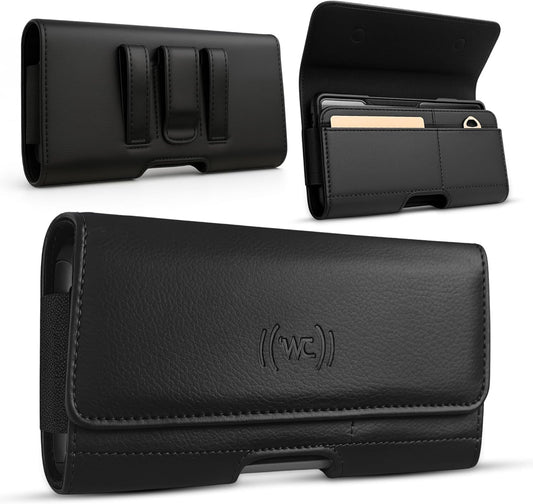 Leather Phone Holster for iPhone 17 Pro, 17, 16 Pro, 16e, 15, 15 Pro, 14, 13, 12, 11, X, XR, XS – Belt Clip Case Pouch for Men & Women | Magnetic Closure | Fits with Protective Cover