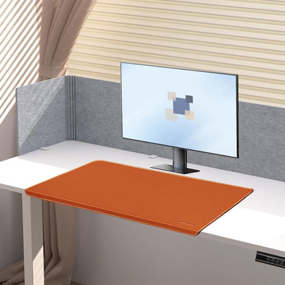 Desk Mat with Lip & Reinforced Stitched Edge|Non-Slip Waterproof PU Leather Desk Pad|Ergonomic Keyboard Mouse Pad with Edge Protector|for Office, Home, Study(23.6" x 16.5",Brown)