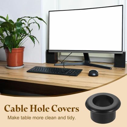 uxcell Desk Grommet, 11/16" (18mm) Zinc Alloy Cable Hole Cover Wire Cord Organizer with Marked Cable Ties for Home Office Desktop Wire, Black