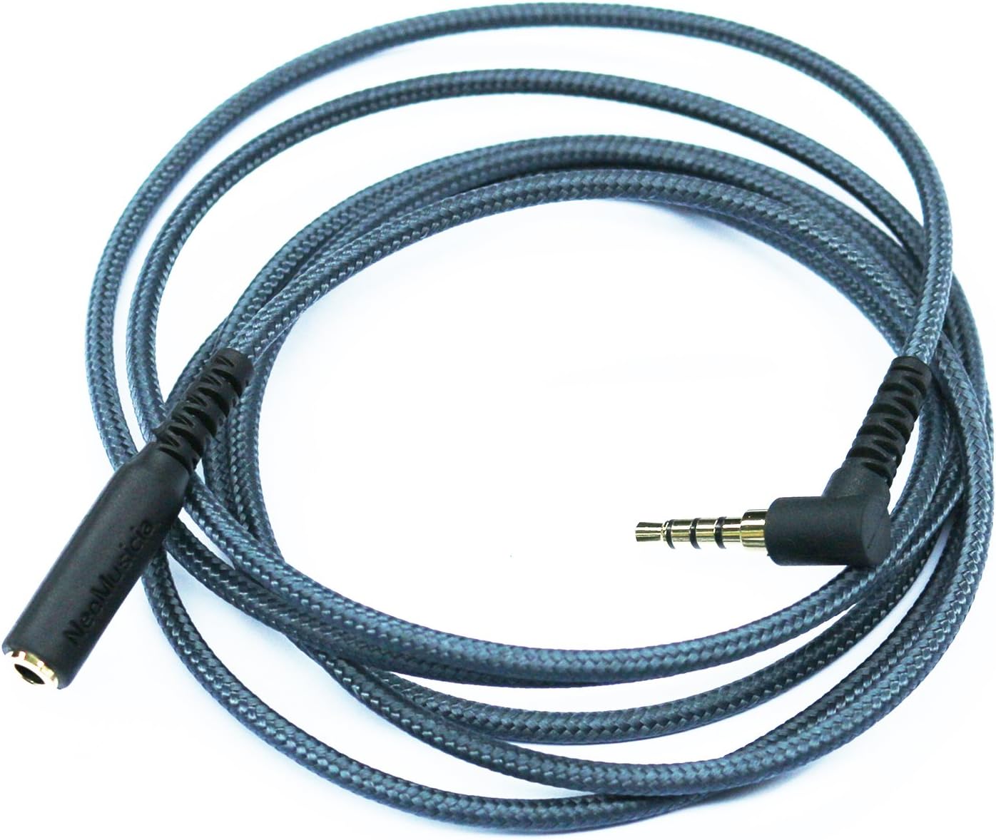 200cm(6ft) Right Angle 4 Pole 3.5mm 1/8 inch Male to 4 Pole 3.5mm 1/8 inch Female Stereo Audio Headphone Earphone Extension Cable Adapter Cord Tangle-Free Braided Wire