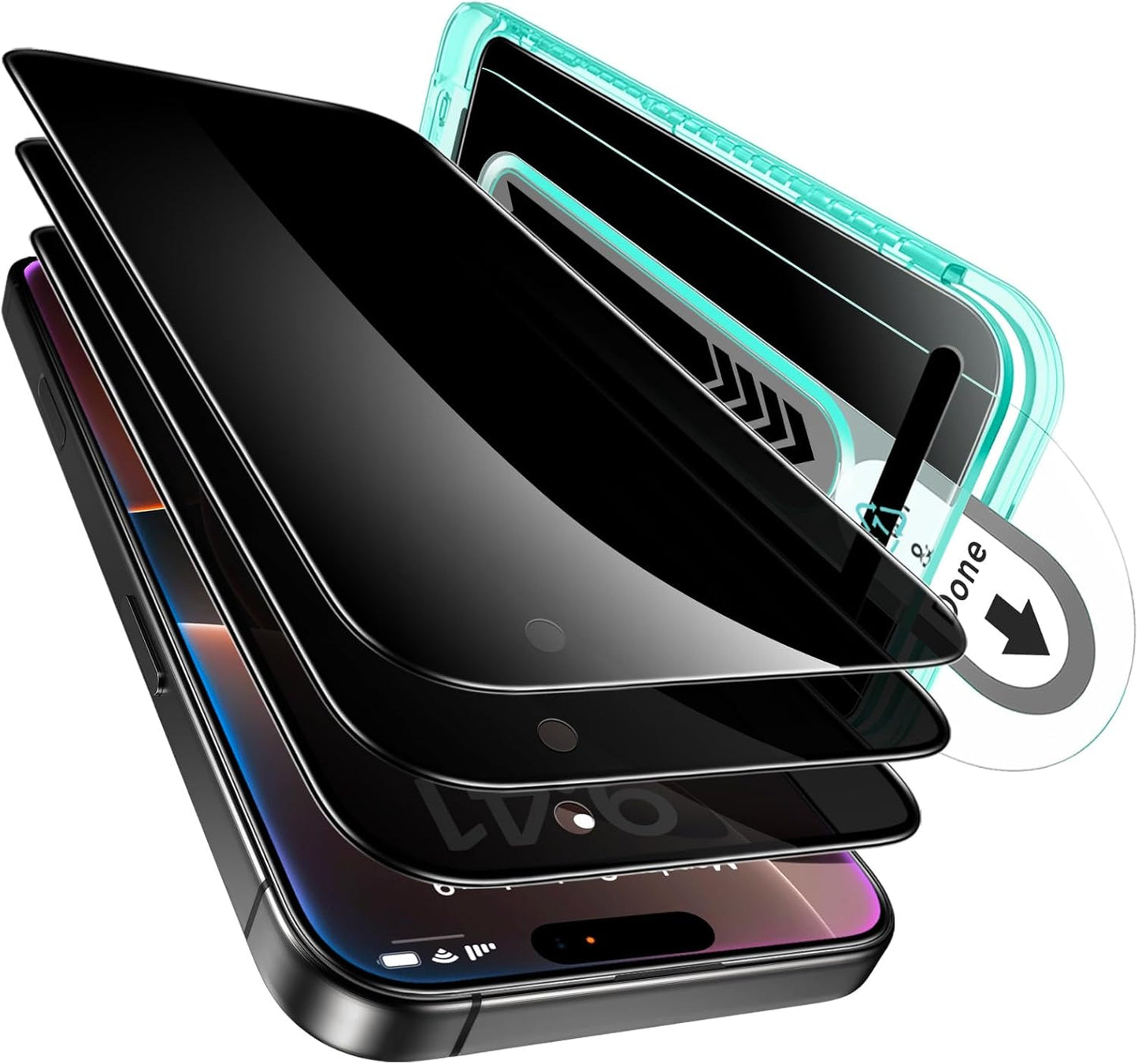 ESR 3 Pack for iPhone 16 Pro Privacy Screen Protector, Anti-spy Tempered-Glass Privacy Screen Protector with Flawless Fit Tray, Micro-curved Edges, Case Friendly