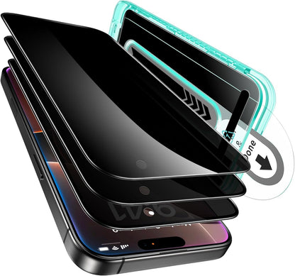 ESR 3 Pack for iPhone 16 Pro Privacy Screen Protector, Anti-spy Tempered-Glass Privacy Screen Protector with Flawless Fit Tray, Micro-curved Edges, Case Friendly