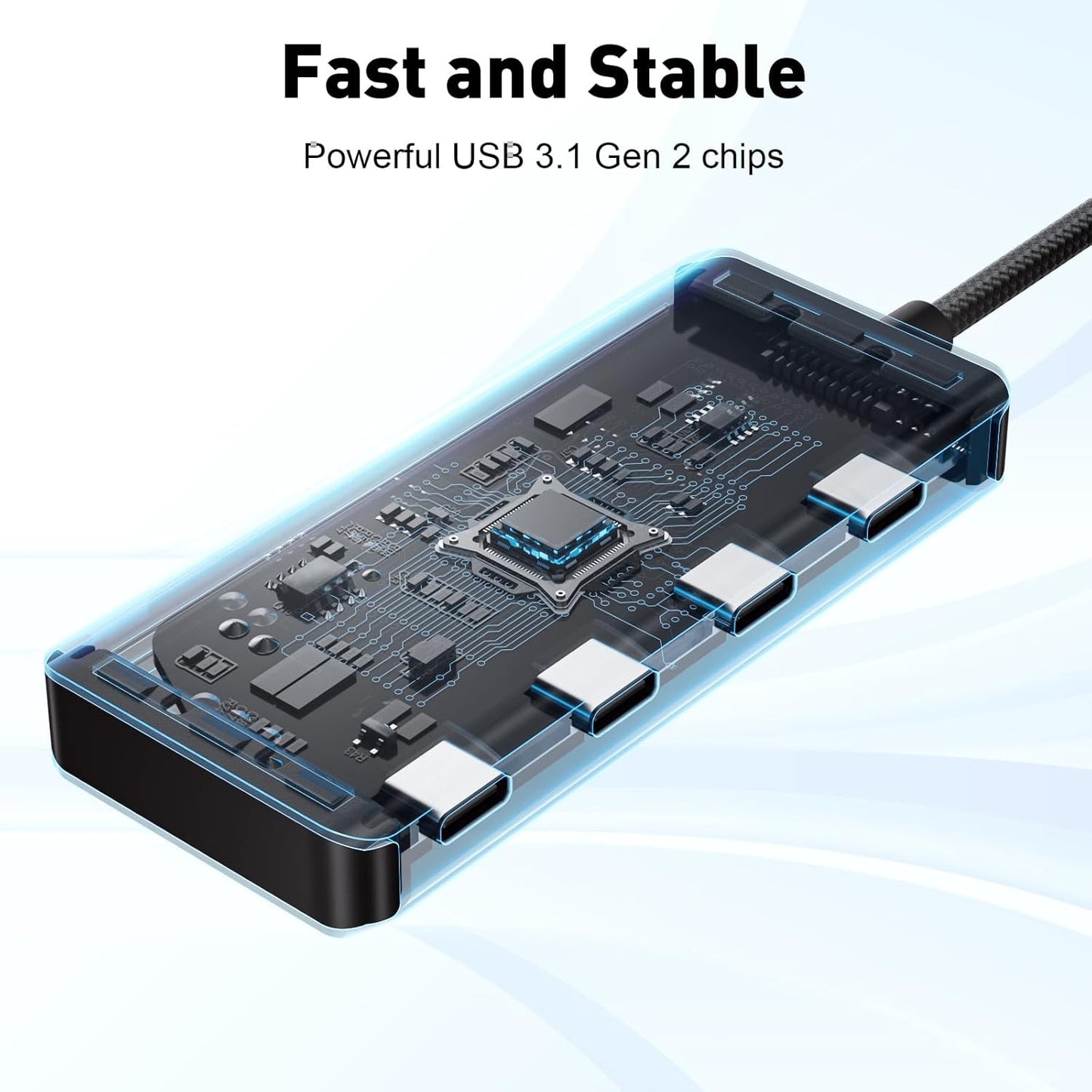 USB C Hub, 10Gbps High-Speed Type C Splitter with 4 USBC 3.2 Port, Plug and Play USB-C Multiport Adapter for Docking, MacBook Pro/Air, iPhone 15/16, iPad, Surface Pro, Dell, XPS and More