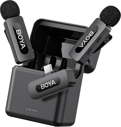BOYA BY-V30 Wireless Lavalier Microphone,USB Type-C Mini Laple Mics for iPhone16,Android Smartphone,36H Battery,Noise Reduction,328FT Range Clip-on Condenser Mic for YouTube Interview TikTok