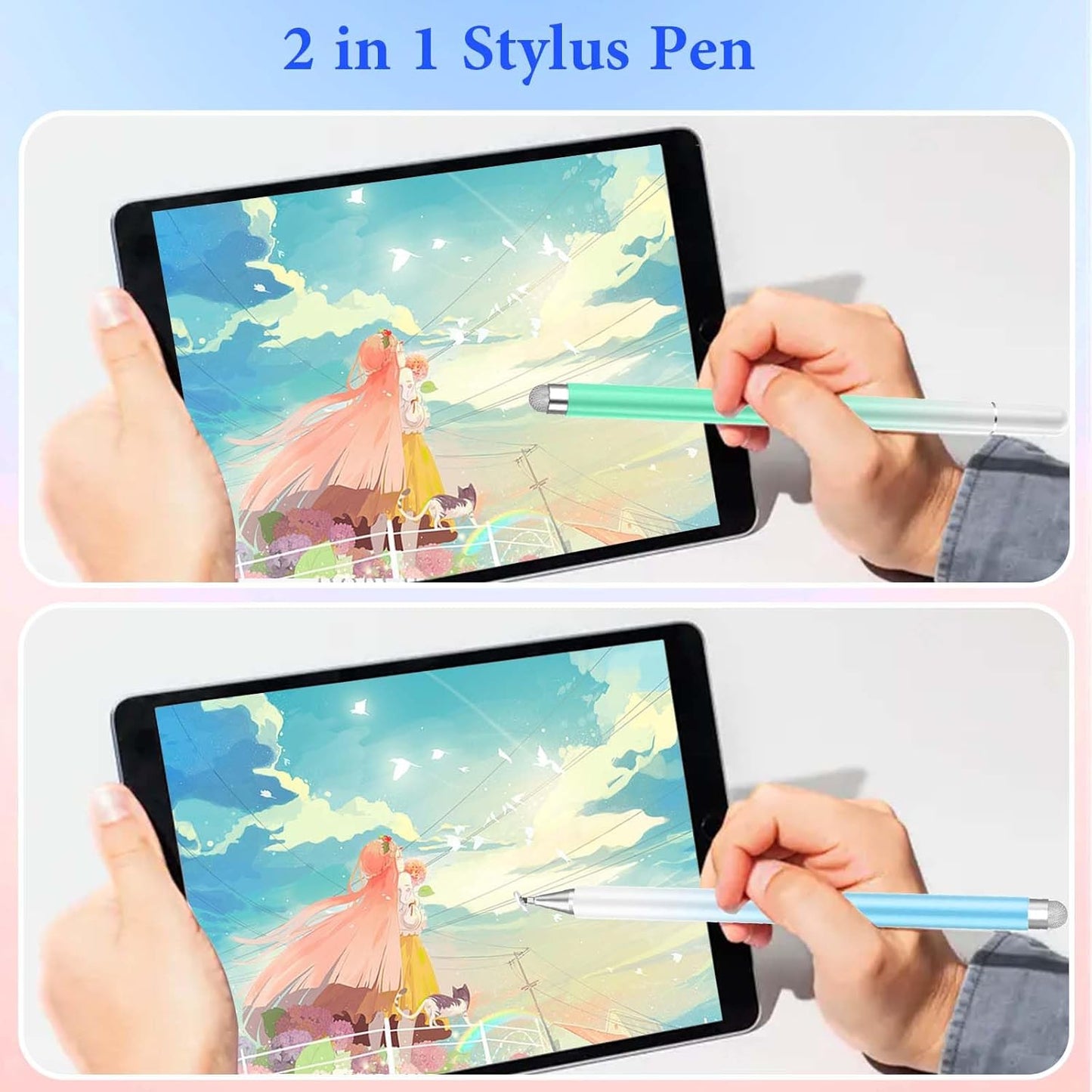 Stylus Pens for Touch Screens, 2 in 1 Magnetic Disc Stylus Pen for iPad with Magnetic Cap, Tablet iPad Pencil Compatible with iPhone/Pad/Android/Microsoft/Surface All Capacitive Touch Screens