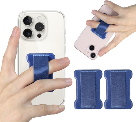 Universal Phone Grip for Smartphones - Phone Holder for Hand -Wireless Charging Compatible (Dark Blue) - 2Pack