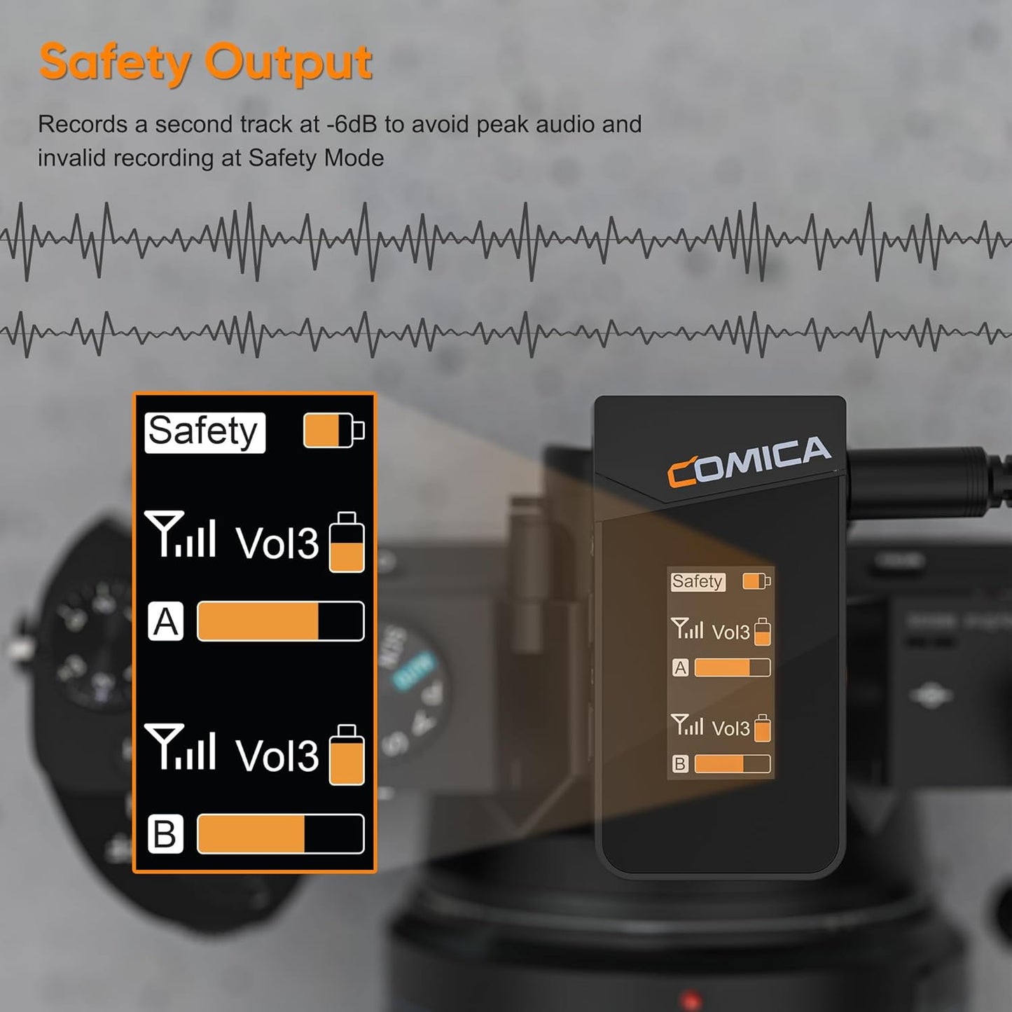 COMICA Vimo C3 Wireless Lavalier Microphone with Noise Cancellation, 656ft Transmission, Gain Control, Compact Wireless Lapel Microphone for DSLR Cameras/Android/Live-Streaming/Vlogging/YouTube