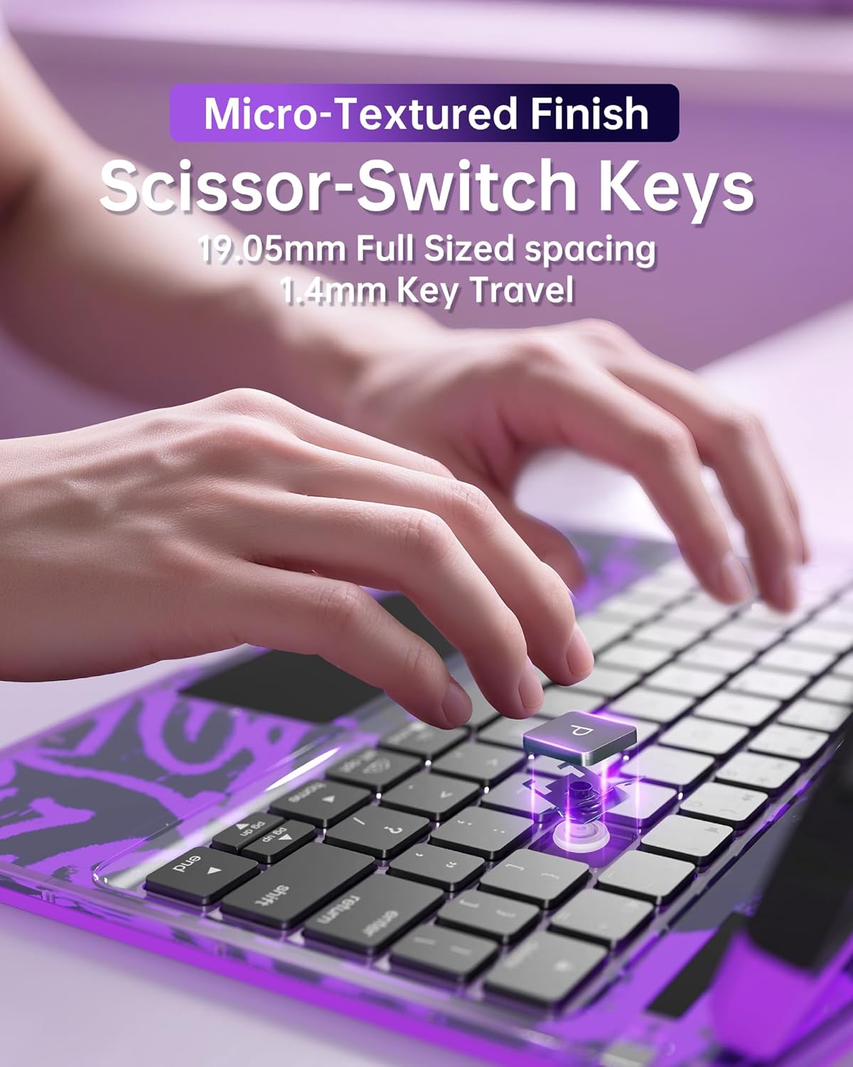 Intermerge for Clear iPad Pro 13" (M4) 2024 Case with Keyboard, 360° Multi-Touch Trackpad, 7-Color RGB Backlit Keyboard, Pencil Holder, Type-C, Power Indicator - Neon Pulse