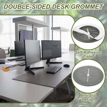 PATIKIL Desk Grommet 2-1/16", 8 Pcs Round Cable Grommet Cord Hole Cover with Adhesive Tape Flexible Table Wire Organizer for Office Home Table Countertop, Gray