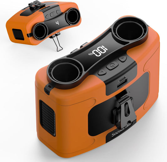 Socool 20000mAh Portable Waist Fan Clip on Wearable Belt Personal Fan Rechargeable, 40H Cooling Battery Operated with 10 Speeds & Dual Air Outlets, Neck Fans Hanging for Outdoor Jobsite Camping