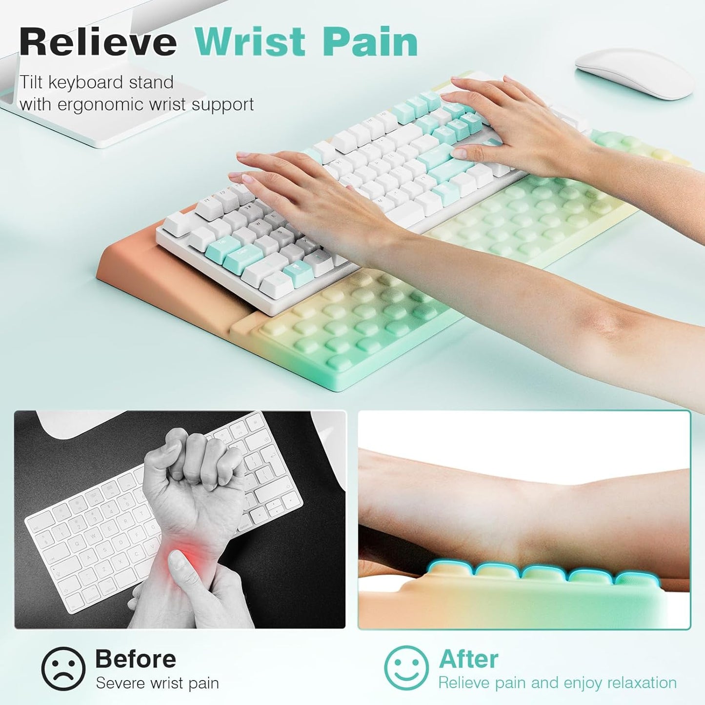 Ospelelf Ergonomic Keyboard Wrist Rest Pad Comfortable Keyboard Stand Riser Holder Pad for Office Gaming