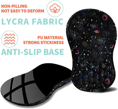 Ergonomic Mouse Pad Wrist Support with Memory Foam Massage Bulge, Carpal Tunnel Pain Relief Mousepad Wrist Rest for Mouse(12x8 inch, Galaxy)