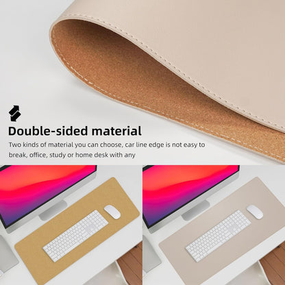 Leather Desk pad Protector, Large Desk mat with Natural Cork & PU Leather,Mouse pad,Non-Slip Office Desk Mat,Waterproof Desk Writing Pad for Office and Home (47in*17in, Beige)