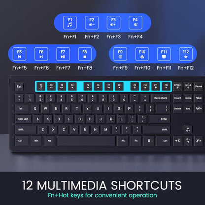 Wired Backlit Keyboard, Lighted Computer Keyboard with 8° Adjustable Stand, Ergonomic Design, Spill-Proof Keys, 5ft Cable, Compatible with Windows & Mac