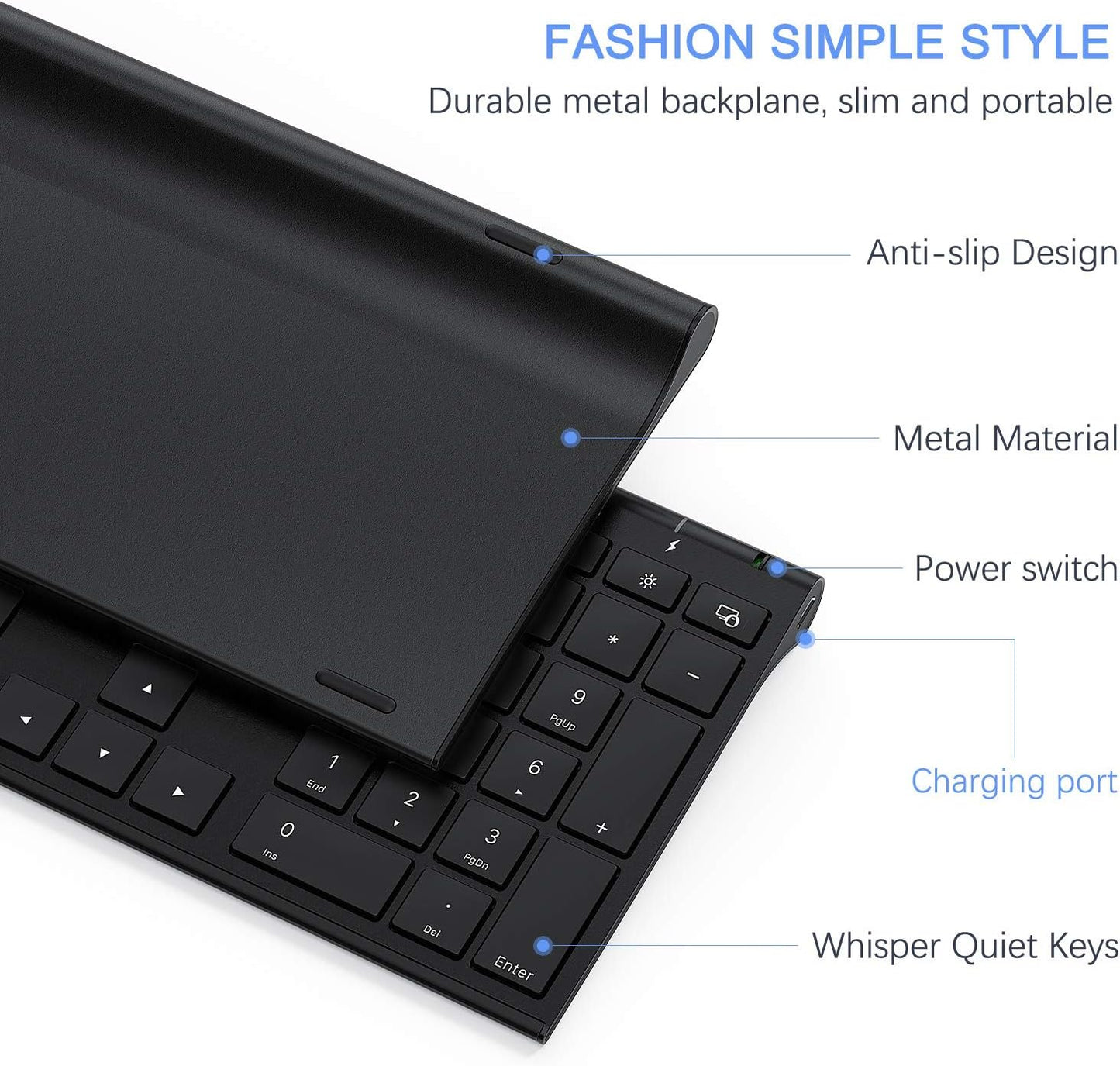 Wireless Keyboard and Mouse, Vssoplor 2.4GHz Rechargeable Compact Quiet Full-Size Keyboard and Mouse Combo with Nano USB Receiver for Windows, Laptop, PC, Notebook-Black