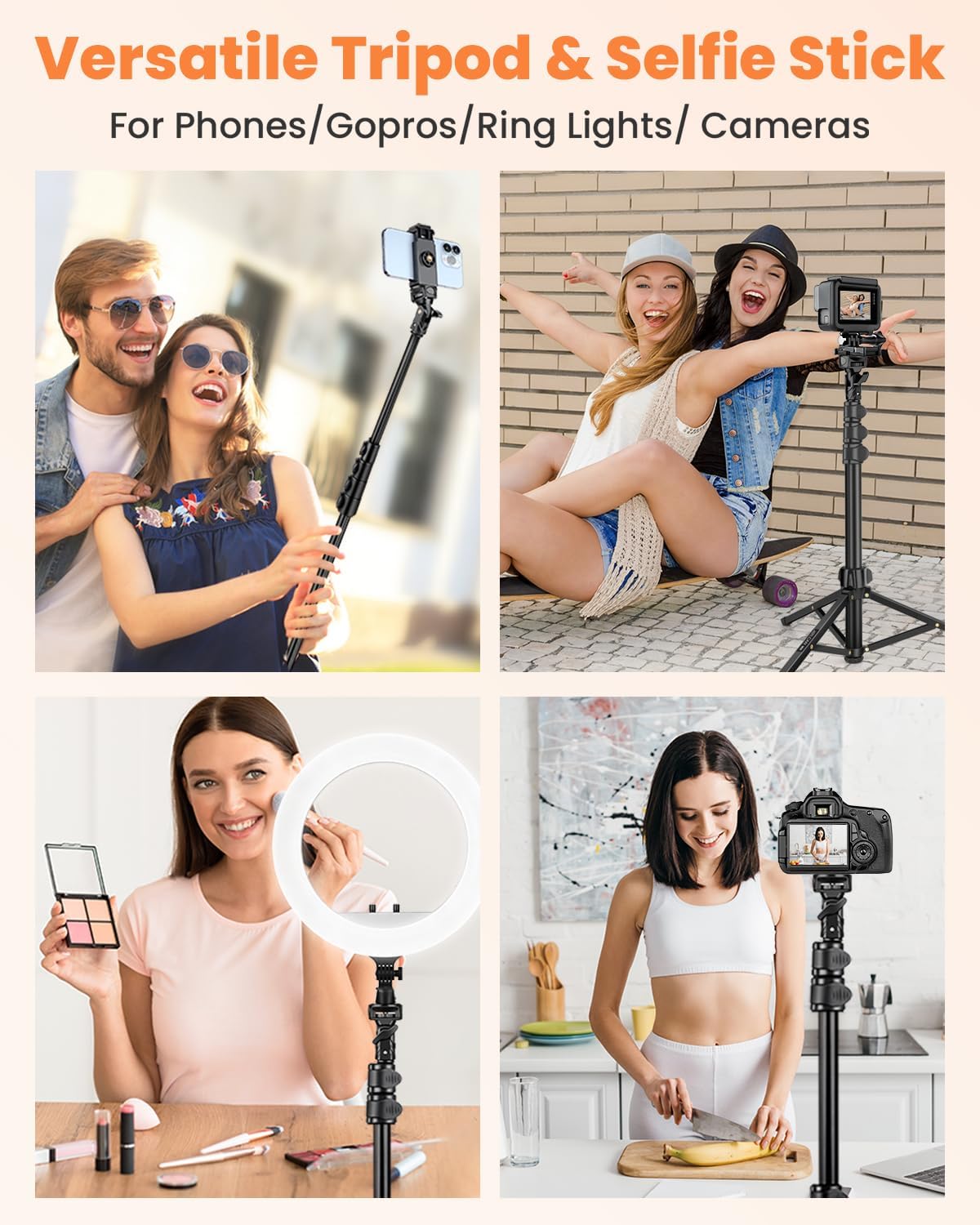 Phone Tripod, 85" Tall Tripod for iPhone with Gooseneck and Remote, Overhead Phone Stand for Recording Watching Cooking Fitness Vlog, Compatible with iPhone Android, Black
