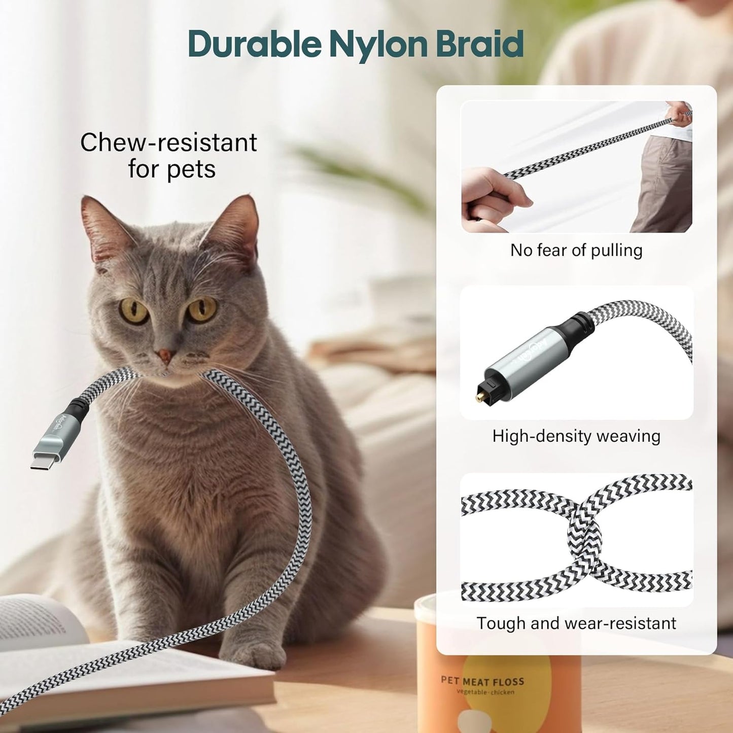 Adoreen Unidirectional USB C to Toslink Digital Optical Audio Cable 6 Ft, USB 2.0 Male to SPDIF Port Male Fiber Optic Adapter, Braided for TV/Soundbar, Sony PS5, Speaker-Not Toslink to USB