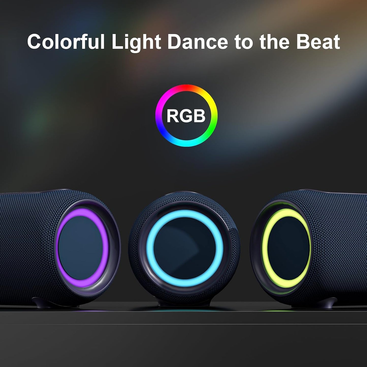 Passau Portable Bluetooth Speakers 40W Peak Loud Stereo Sound, Passive Radiators-Deep Bass, All Day Playtime, Adjustable Strap, BT5.3, IPX5 Wireless Speaker RGB Lights for Indoor Outdoor-Blue