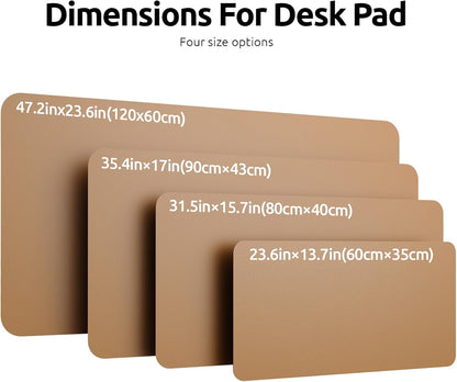 YSAGi Leather Desk Protector, Office Mat, Large Mouse Mat, Non-Slip PU Leather Blotter, Laptop Desk Pad, Waterproof Writing Pad for Office and Home (Khaki, 47.2" x 23.6")