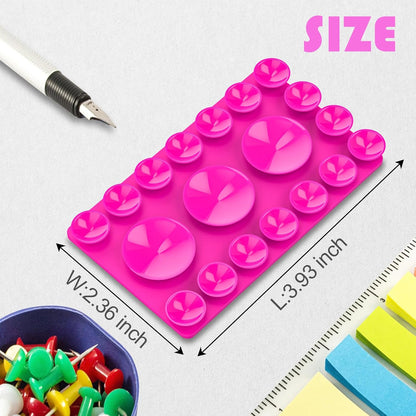 2024 Upgrade 2PCS Silicone Suction Cup Phone Case Adhesive Mount,Adhesive Grip, Sticky Suction Cup Phone Holder & Suction Phone case Holder TikTok & Selfies (Hot Pink, 3+16 Single Sided)