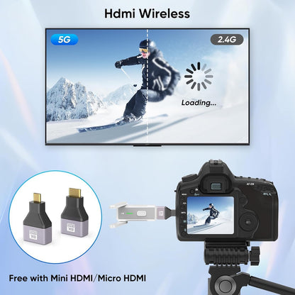 Wireless HDMI Transmitter and 4 Receivers 500FT/150M, 2.4G+5G Plug & Play Portable Wireless HDMI Splitter 1 to Multiple Screens for Video and Audio to Monitor from Laptop/PC/TV Box/Projector