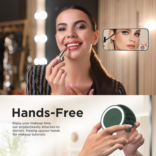 Magnetic Suction Cup Phone Mount for MagSafe Case, Silicone Hands-Free Phone Grip Holder for iPhone and Android, Mirror Shower Phone Stand for Makeup FaceTime Gym Kitchen Bathroom, Alpine Green