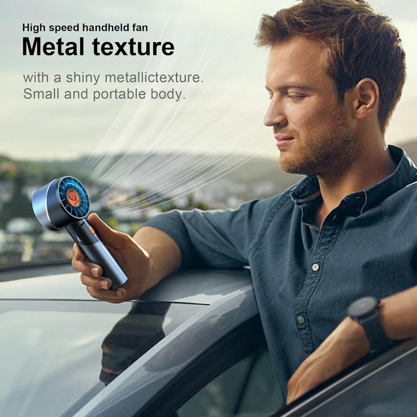 Handheld Fan,Portable Turbo Fan,Powerful Personal Fan(7000rpm High-Speed Motor,Battery Work 3-16 H),USB Rechargeable Mini Handheld Fan for Travel/Outdoor/Gift/Makeup (Black)