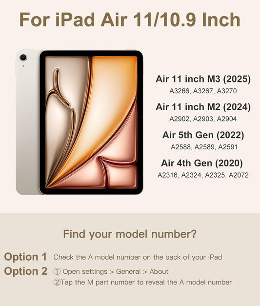 Compatible with iPad Air 11 Inch & Air 5th/ Air 4th Generation Case with Keyboard - Multi-Touch Trackpad, 7-Color Backlit, Detachable Folio Cover for Air 11-inch M3/M2 (2025/2024) (Light Pink)