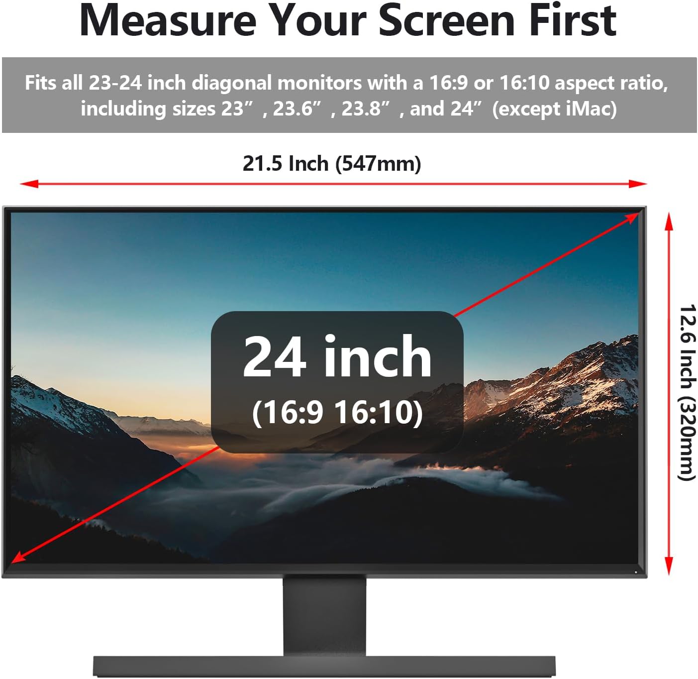 Anti Blue Light Screen Protector for 23, 23.6, 23.8 and 24 Inches Computer Monitor Hanging Type Blue Light Blocking Filter Anti Scratch Eye Protection Shield for Desktop Computer(BL HT 24 Inches)