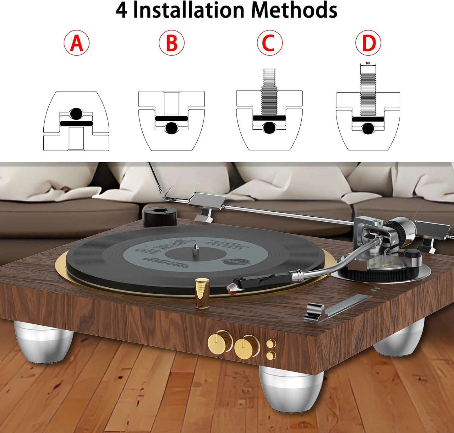 Audiocrast 4X HiFi Speaker Spike Pads Isolation Stand Feet, IF3033 Speaker Shock Absorber Resonance Cancelling Vibration Dampening Floor Protector 30x33MM with Stainless Steel Beads for Audio Gears