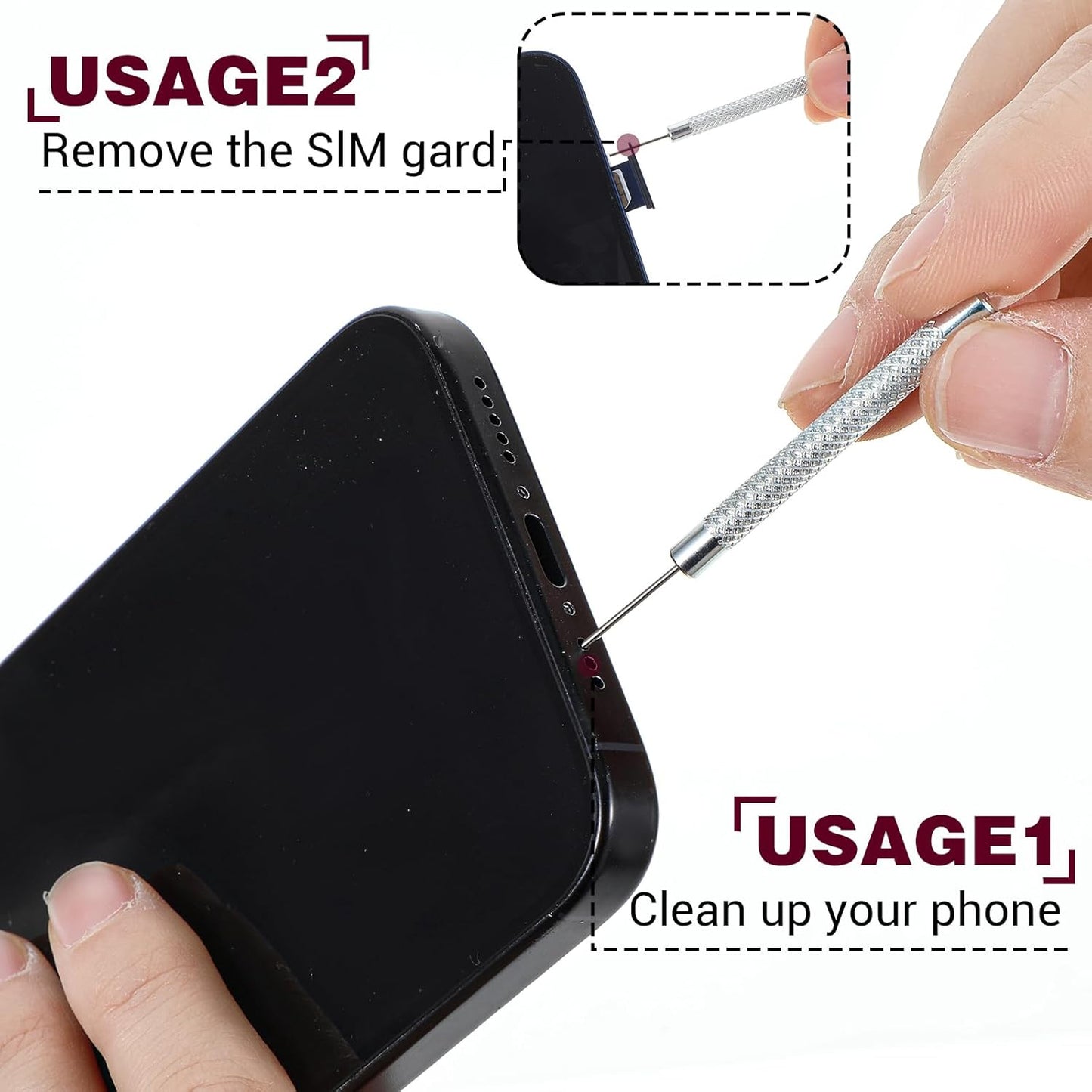 16 Pcs SIM Card Removal Pin, SIM Card Tray Ejector Pins Removal Opening Tool Watch Chain Link Remover Pin Tools Smartphone Ejector Pins Needle Remover for Cell Phone Opener