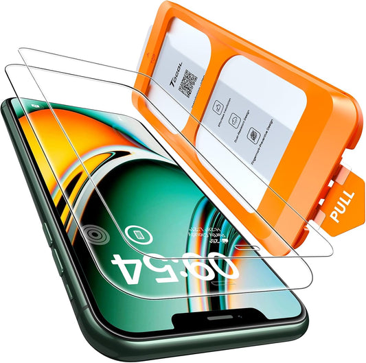 TOCOL for iPhone 11 Pro/iPhone XS/iPhone X Screen Protector 9H Hardness Military Grade Shatterproof HD Tempered Glass Full Coverage Easy Installation Case Friendly 2 Pack