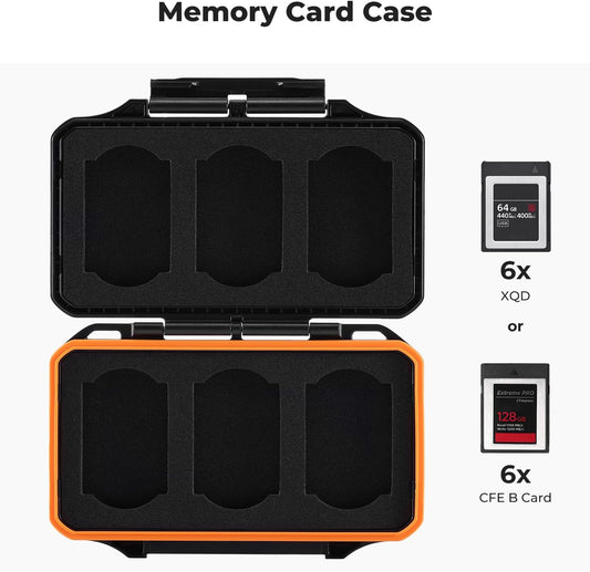 K&F Concept 6 Slots XQD Cfexpress Type-B Card Holder, Water-Resistant Memory Card Storage Carring Case, Shockproof Card Protection Box Organizer