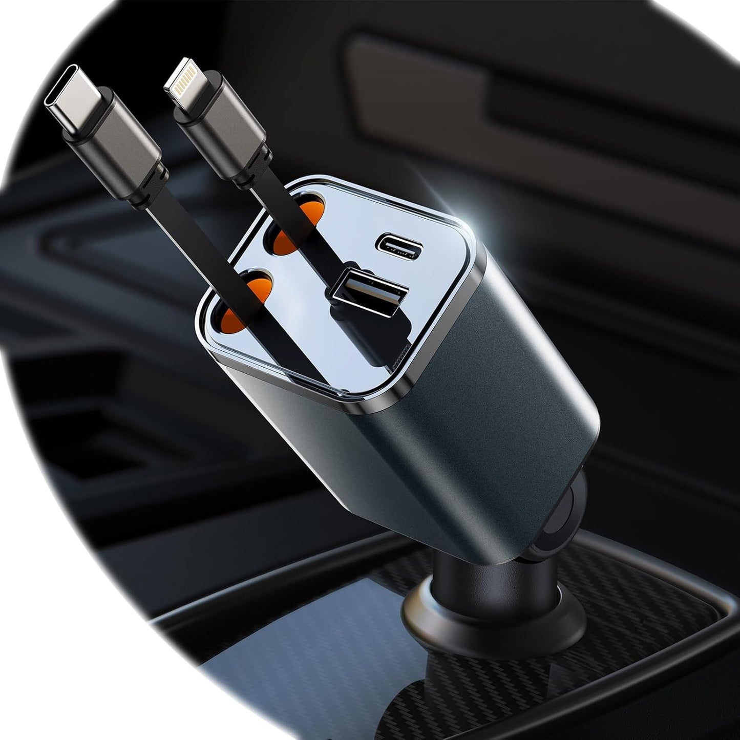 Mini Retractable Car Charger, 87W Car Accessories Adapter for iPhone 16 USB C Charger Fast Charging, Travel Essentials Gifts for Women Men, Road Trip Essentials for iPhone 16e 16 15 14 13 12