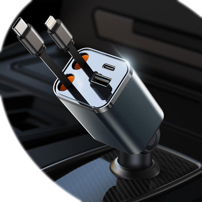 Mini Retractable Car Charger, 87W Car Accessories Adapter for iPhone 16 USB C Charger Fast Charging, Travel Essentials Gifts for Women Men, Road Trip Essentials for iPhone 16e 16 15 14 13 12