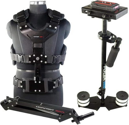 Flycam 5000 Handheld Camera Stabilizer with Comfort Arm Vest. Precise Balancing, Smooth & Fatigueless Operations. Quick Shock Absorption, Free Quick Release, Arm Brace & Table Clamp (FLCM-CMFT-KIT)