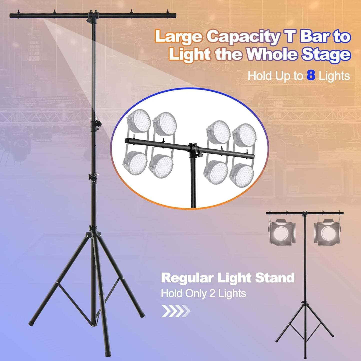 S AFSTAR DJ Light Stand, 14 FT Heavy Duty Metal Lighting Truss System W/Adjustable T Bars, 32 Mounting Points & Triangle Foot, Portable Truss DJ for Audio Stage, 220 Lbs Load (Lights Not Included)
