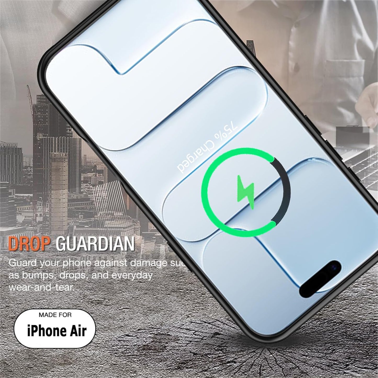 Battery Case for iPhone Air,Upgraded 12000mAh Rechargeable Portable Charging Case with Wireless Charging Compatible for iPhone 17 Air (6.5 inch) with Carplay Extended Battery Pack Charger Case (Black)