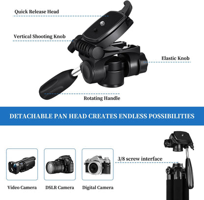 JOILCAN Tripod Camera Tripods, 74" Tripod for Camera Cell Phone, Heavy Duty Tripod Stand, Professional Travel Tripods Compatible with Canon iPhone DSLR, Starry Gray