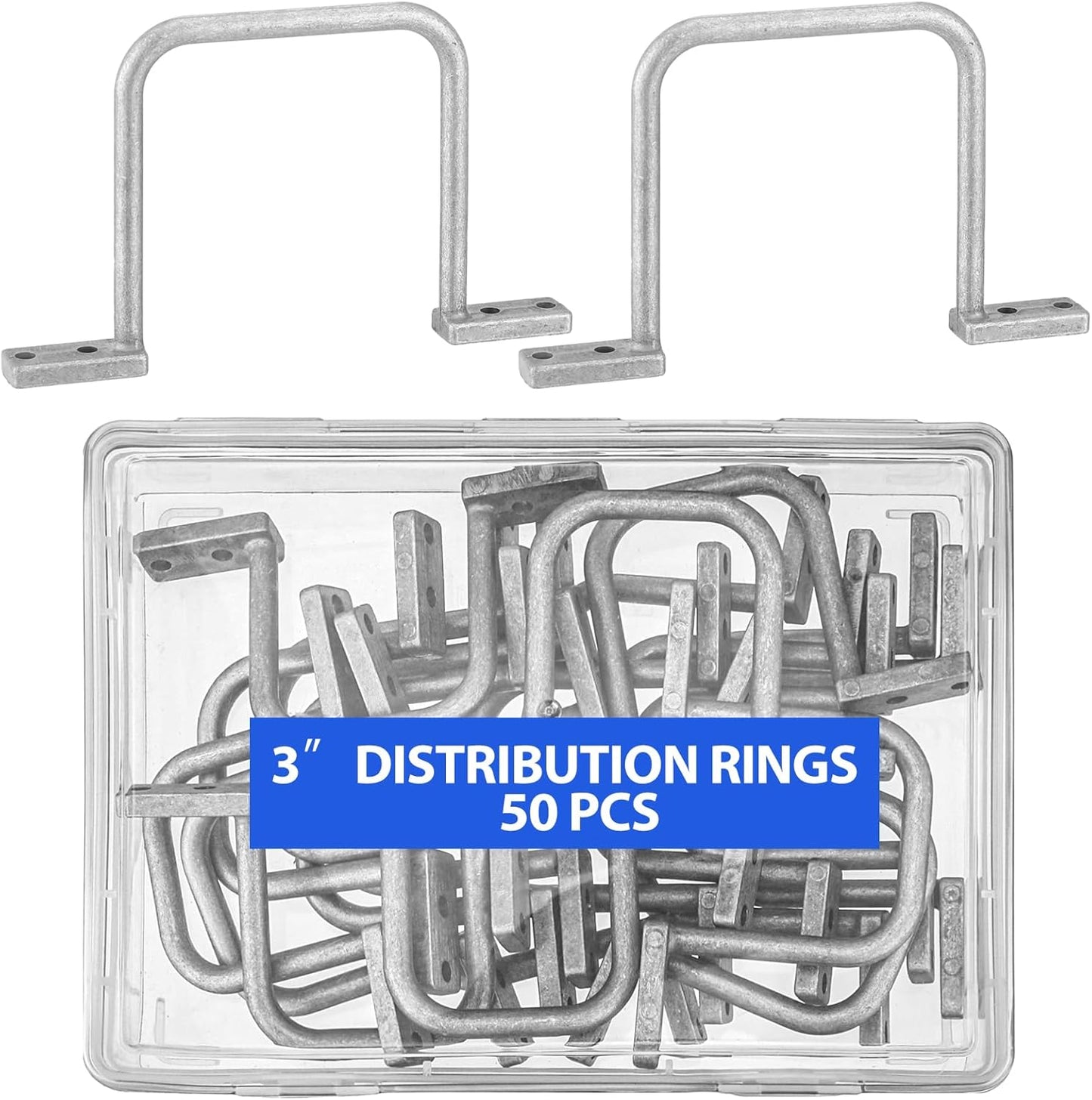 50 Pcs Distribution Rings Aluminum D Ring for Sorting Out Electric Cables, Cable Management, for Commercial and Residential Use, Silver(3 Inch)