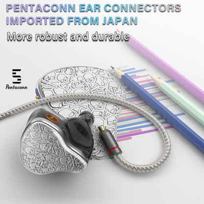 BASN Bmaster5 in Ear Monitors, 1DLC Diaphragm+4BA 5 Drivers IEM Earphones with Silver-Plated OFC Cable, Noise Isolation Wired Earbuds for Musicians (Silver)