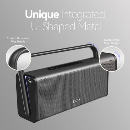 DOSS SoundBox XL Pro Bluetooth Speaker with 50W Powerful Stereo Sound, Extra Bass,16H Playtime, Integrated Metal Body, Aluminum Alloy Handle, Portable for Home, Office, Backyard - Blue