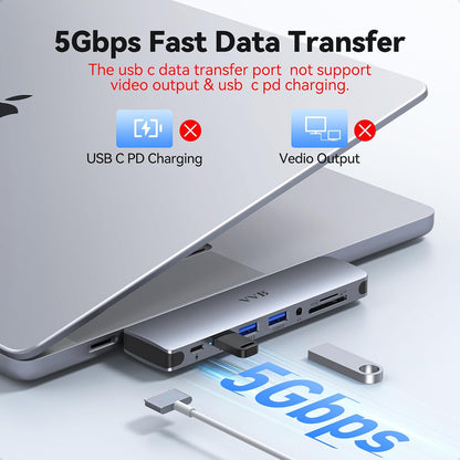 USB C Adapter for MacBook Pro Air M1 M2 M3 2021 2020 2019 13" 15" 16",USB C Hub Mac MacBook Pro Accessories Dongle USB C with 3 USB Ports+SD/TF Card Reader+100W Thunderbolt 3 PD Port+3.5mm Audio