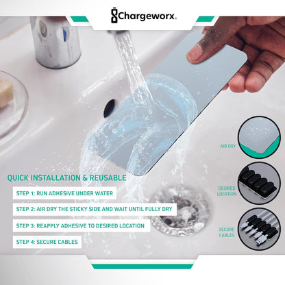 Magnetic Cable Clips [10-Pack] – Chargeworx Cord Organizer for Desk, Nightstand, Car, Wall – Strong Adhesive Wire Holder for USB-C, Lightning, Micro-USB – Tangle-Free, Snap-On, Easy Cable Management